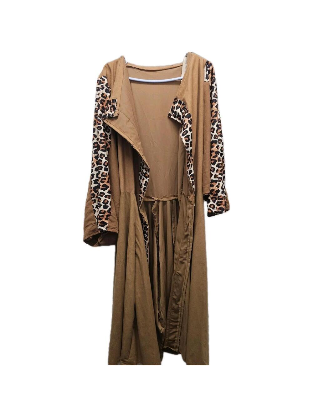 Handmade Stage Theater Costume Robe Duster Moleskin Brown Leopard Accent One Sz